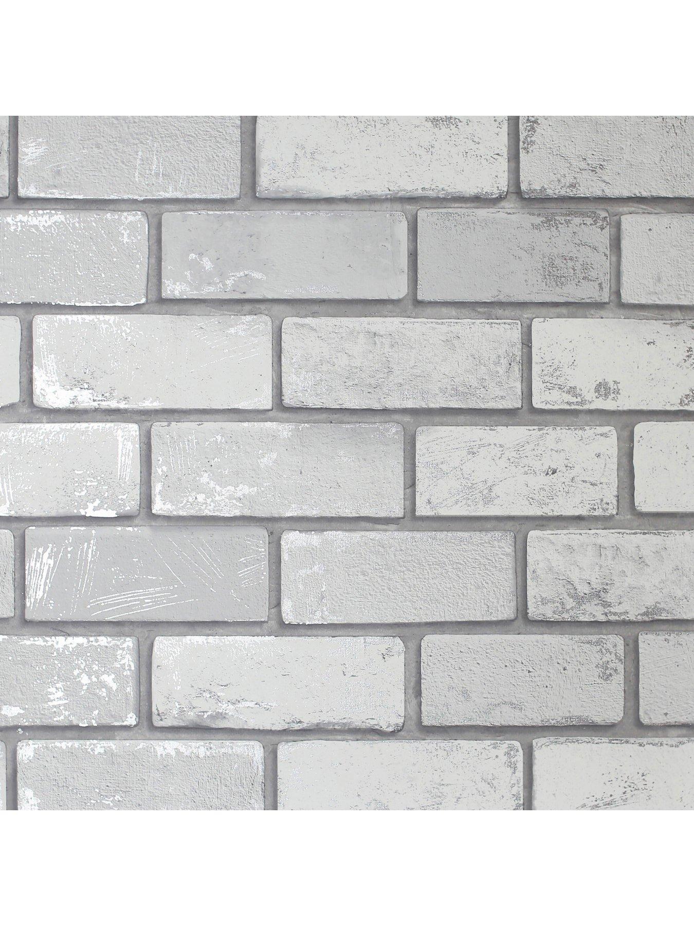 arthouse-arthouse-metallic-brick-white-wallpaperstillFront