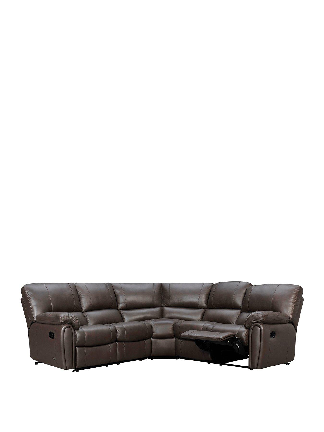 Very Home Leighton Leather/Faux Leather High Back Recliner Corner Group - Brown