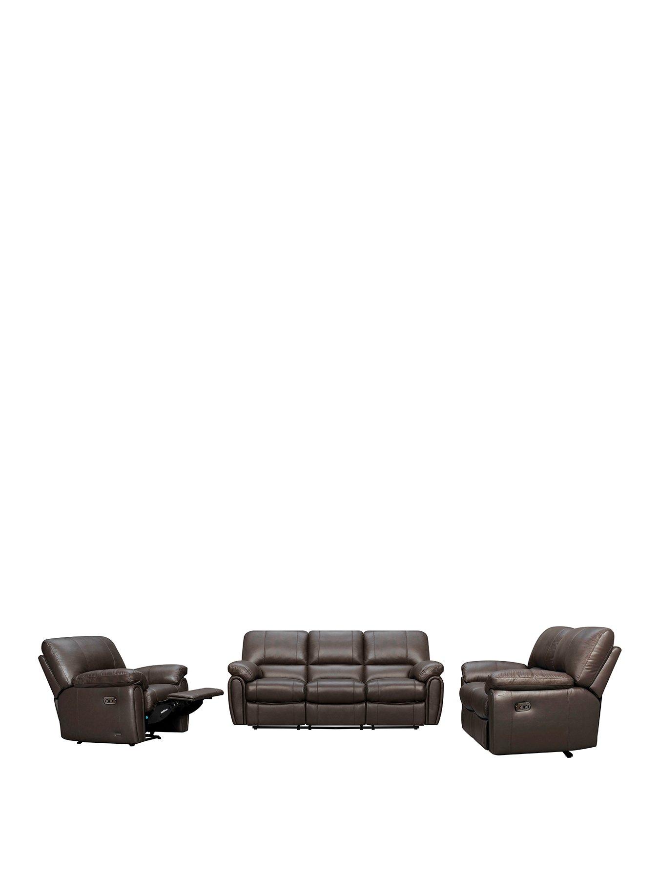 The Very Collection Leighton Leather/Faux Leather Power High Back Recliner Corner Group Sofa - Brown - FSC® Certified