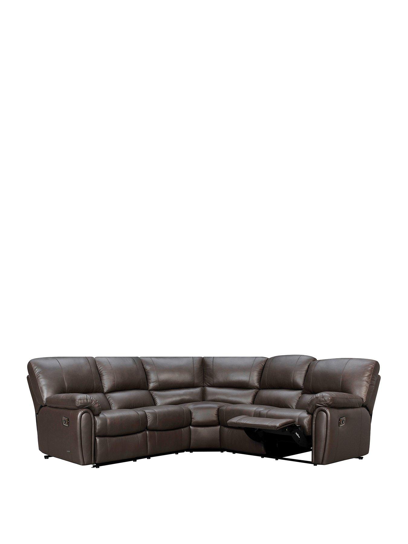 Image 1 of 5 of The Very Collection Leighton&nbsp;Leather/Faux Leather Power High Back Recliner Corner Group Sofa - Brown&nbsp;- FSC&reg; Certified