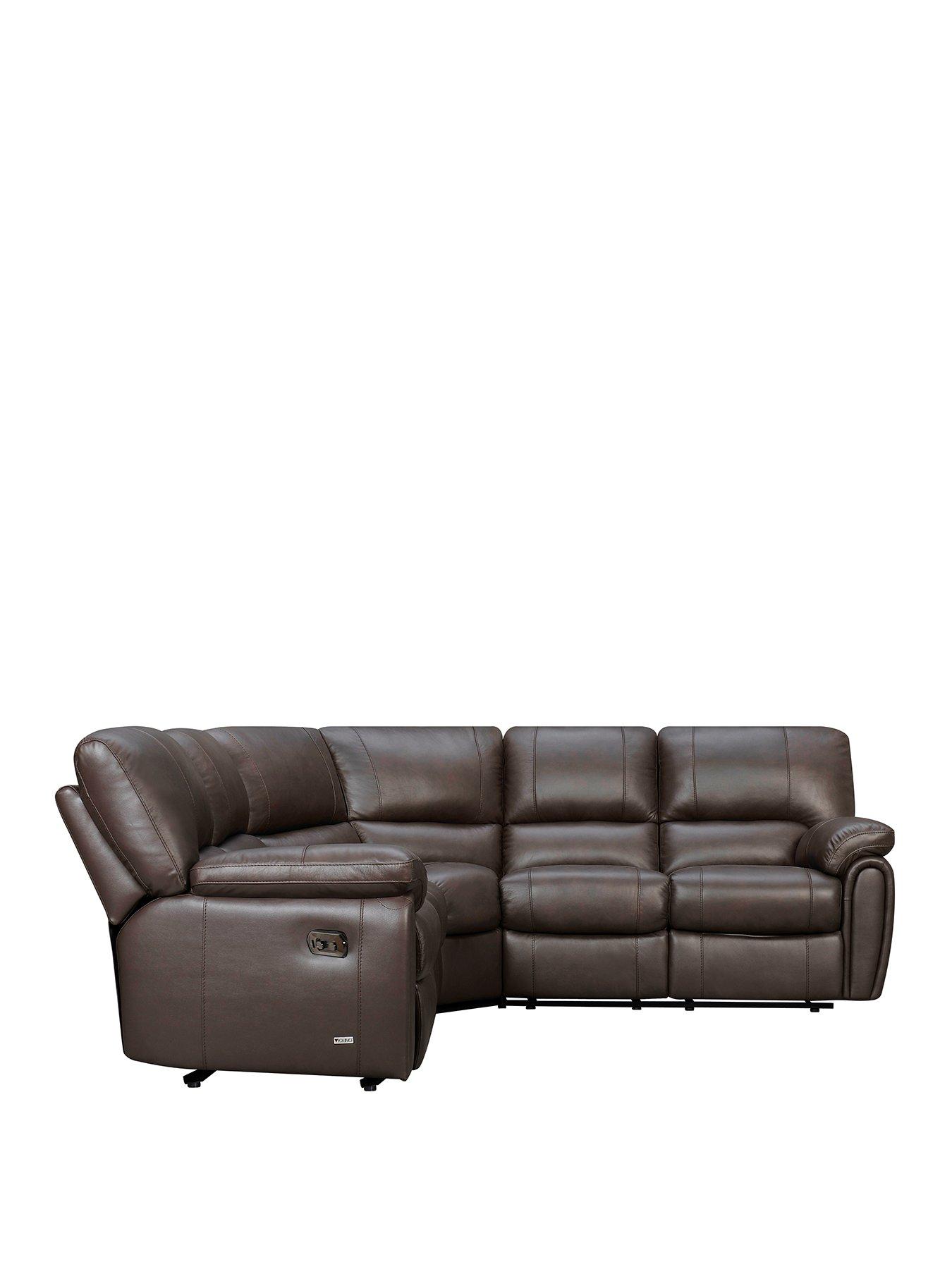 Image 2 of 5 of The Very Collection Leighton&nbsp;Leather/Faux Leather Power High Back Recliner Corner Group Sofa - Brown&nbsp;- FSC&reg; Certified