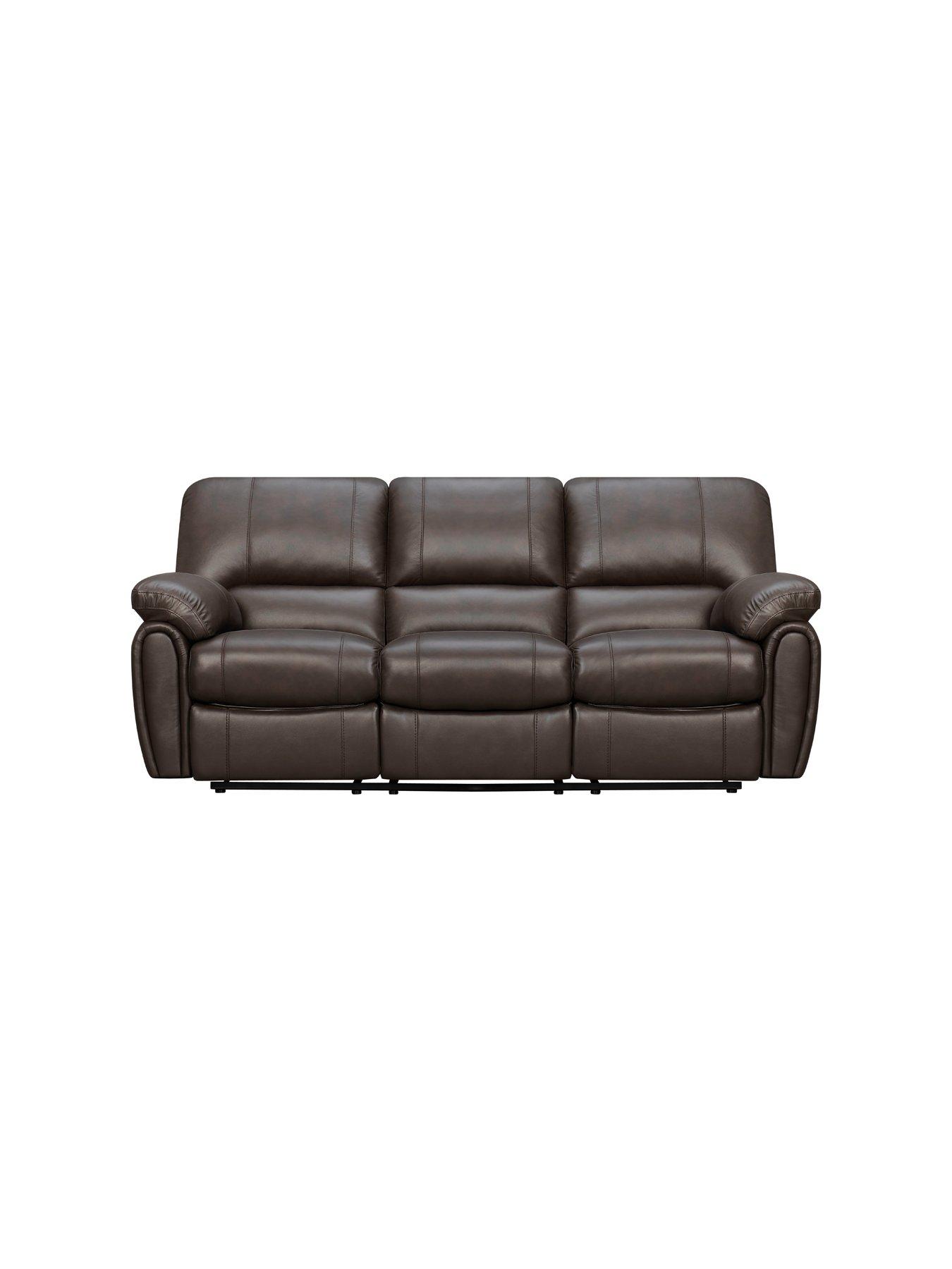 Very Home Leighton Leather/Faux Leather 3 Seater High Back Recliner Sofa - Brown - FSC® Certified