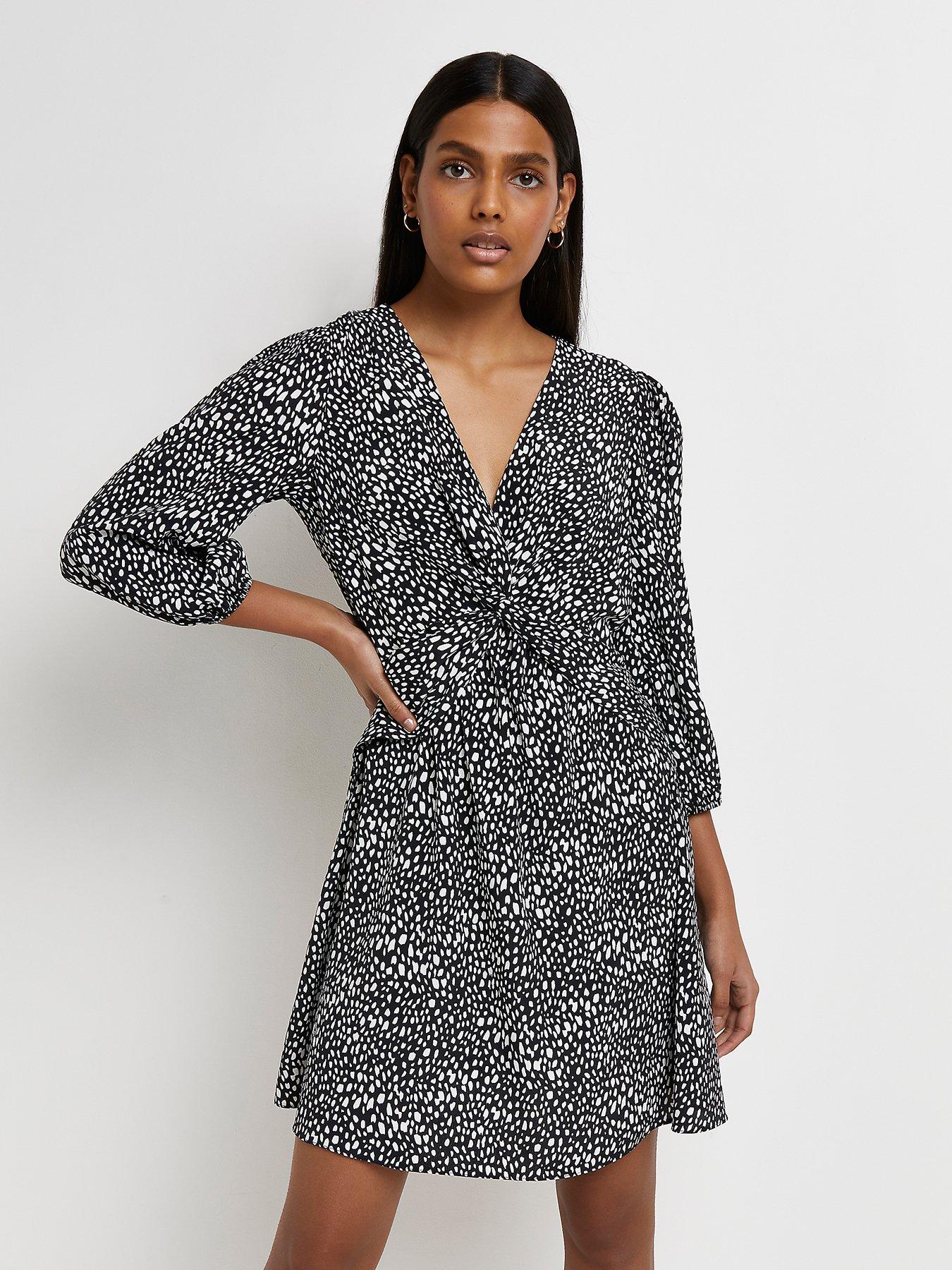 River Island Printed Twist Tea Mini Dress - Black | Very Ireland