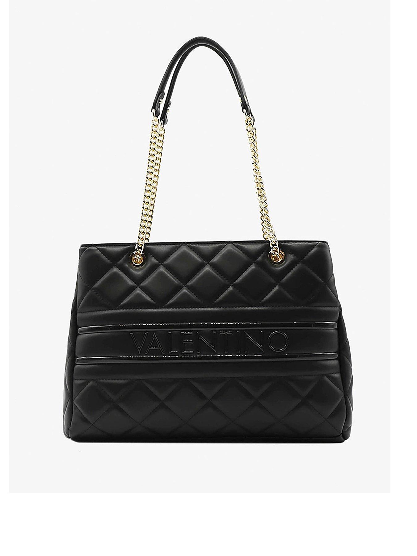 Black Woven Leather-Look Shoulder Bag