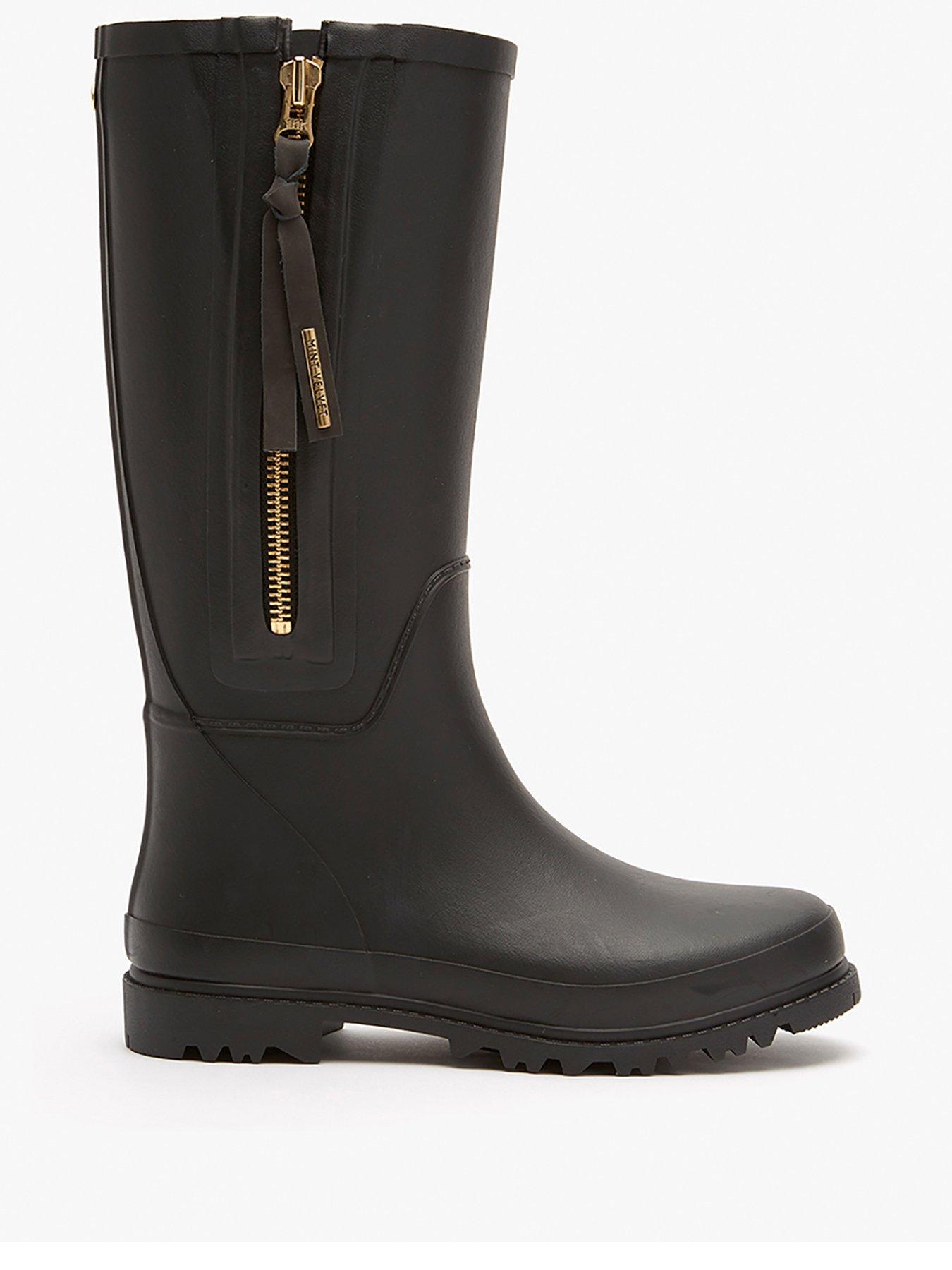 Image 1 of 4 of Mint Velvet April Zip Detail Wellies - Black