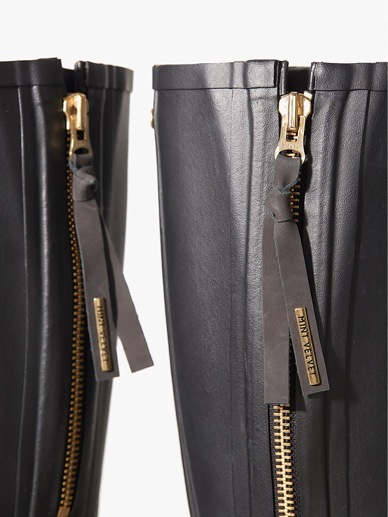 Image 4 of 4 of Mint Velvet April Zip Detail Wellies - Black