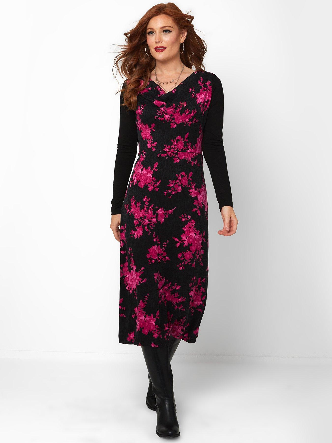 joe-browns-floral-drape-dress-black