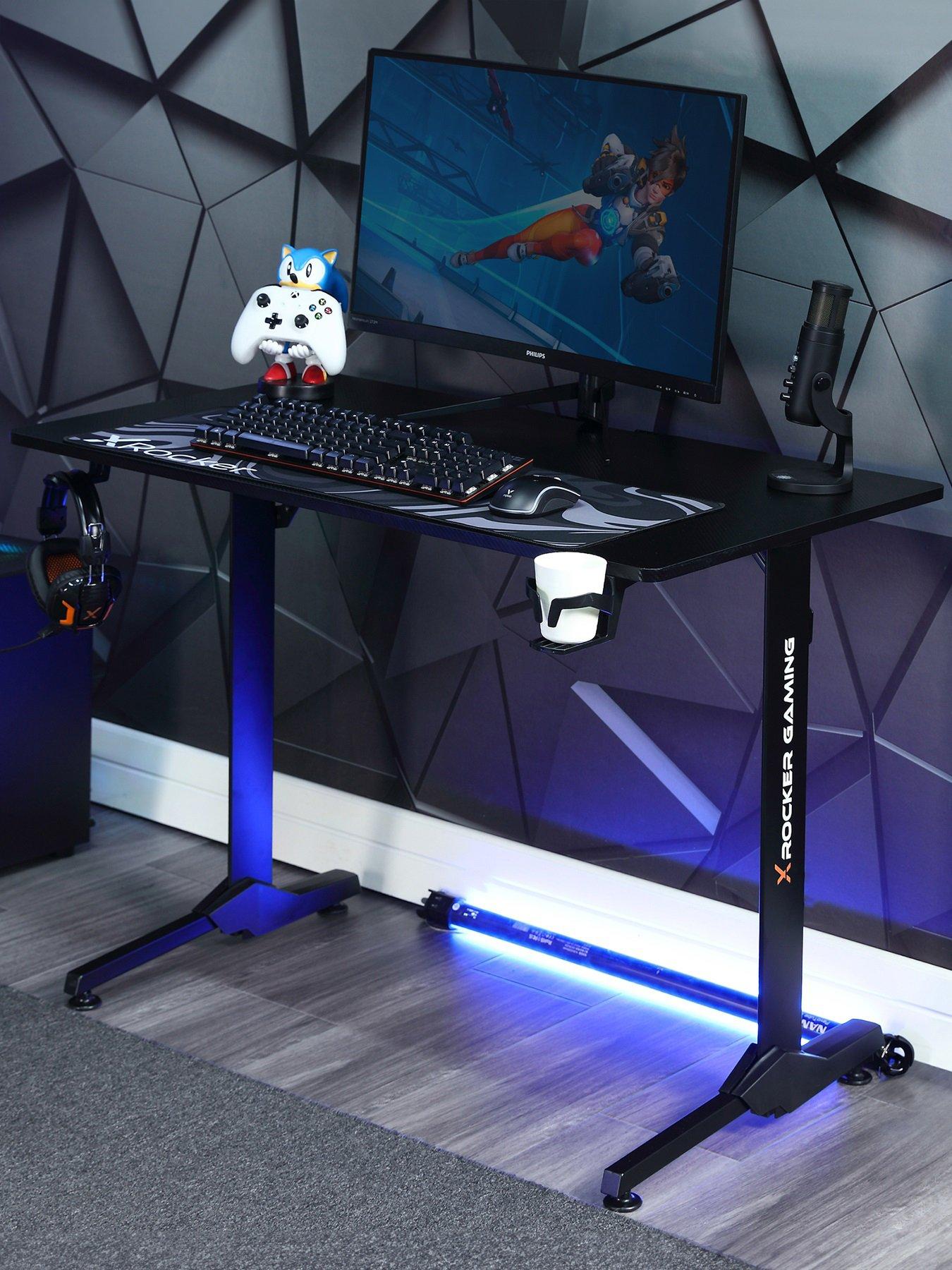 X Rocker Panther XL REVERSIBLE Corner Sports Gaming Desk - Carbon