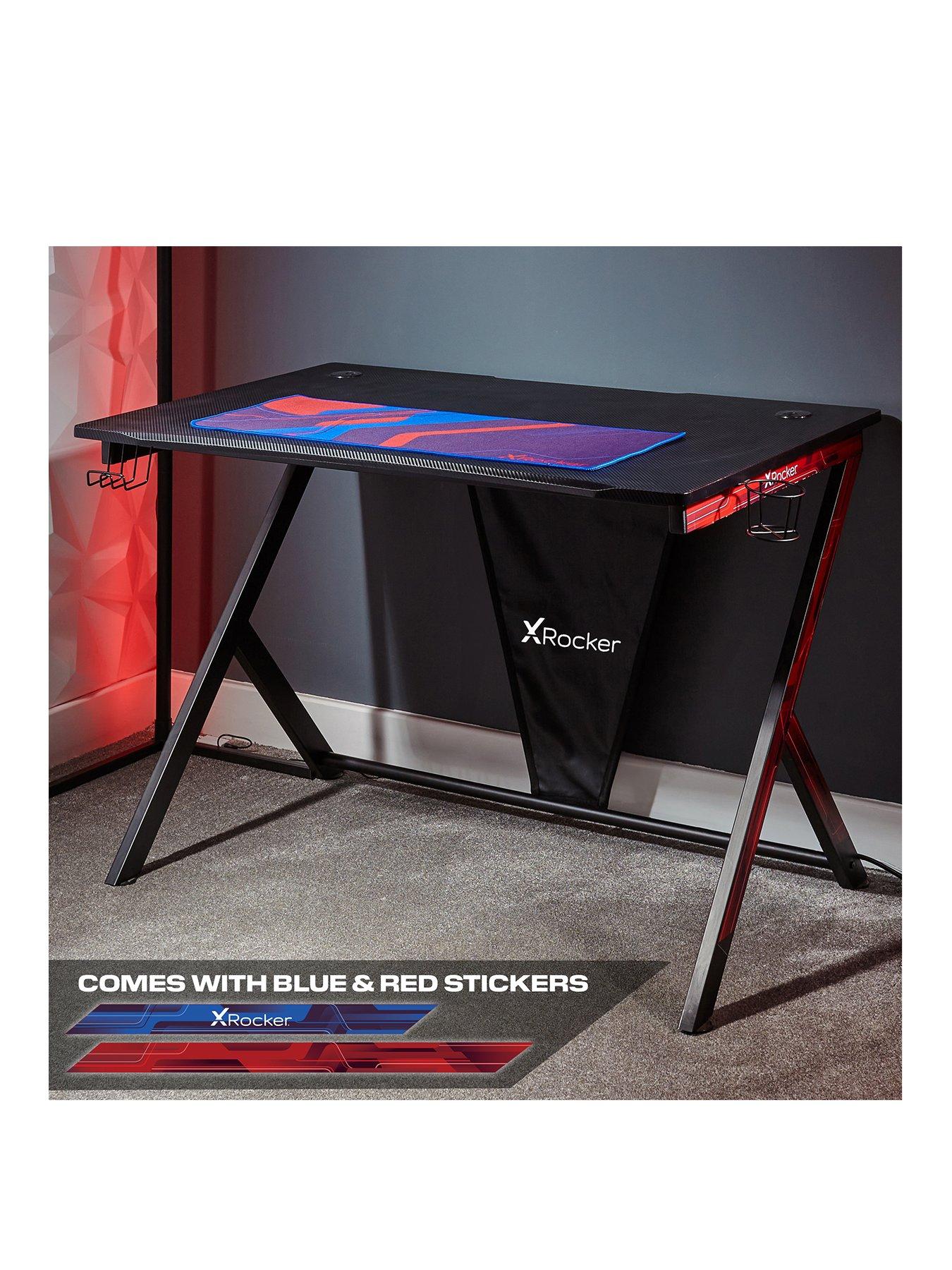 Image 2 of 7 of X Rocker Ocelot Gaming Desk with Red/Blue Stickers