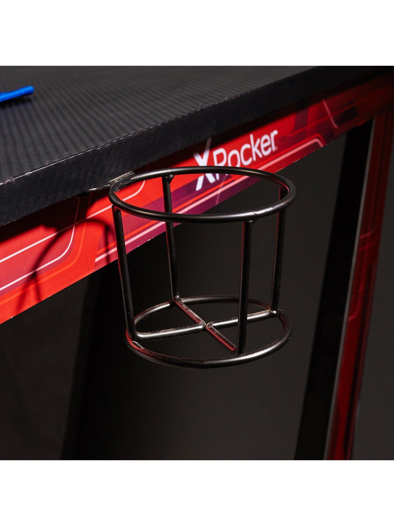 Image 3 of 7 of X Rocker Ocelot Gaming Desk with Red/Blue Stickers
