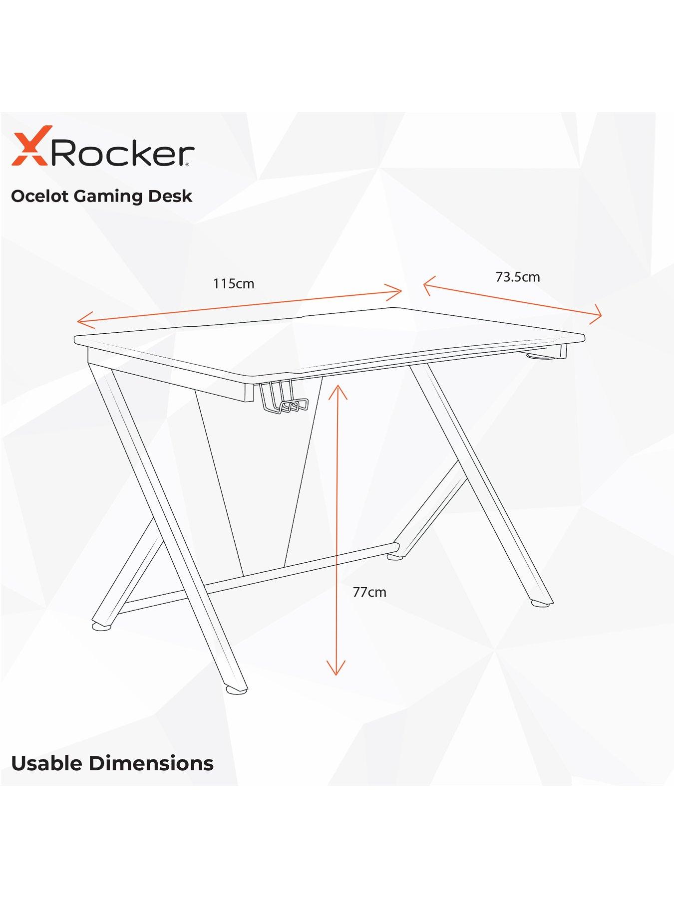 Image 7 of 7 of X Rocker Ocelot Gaming Desk with Red/Blue Stickers