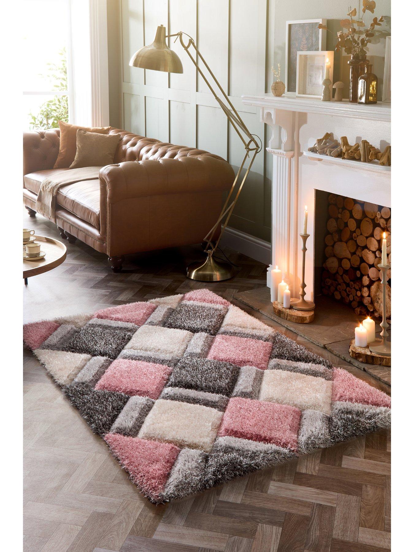 The Very Collection Origins 3D Geo Shaggy Blush Rug