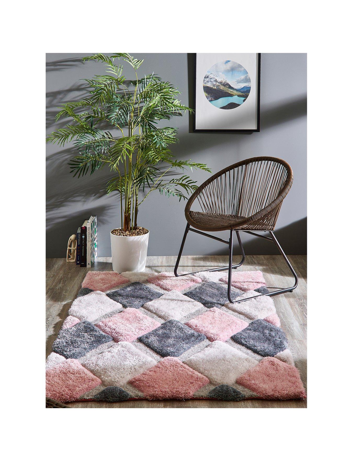 undefined Origins 3D Geo Shaggy Blush Rug