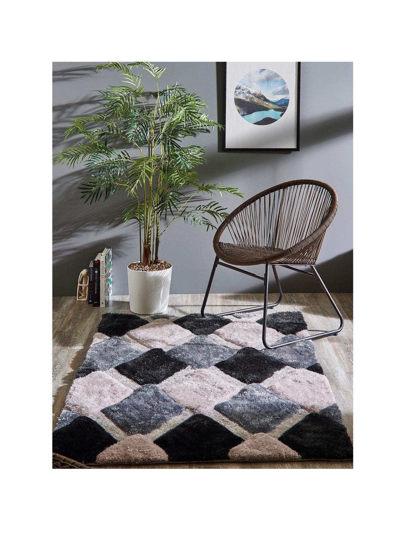 undefined 3D Geo Shaggy Grey Rug