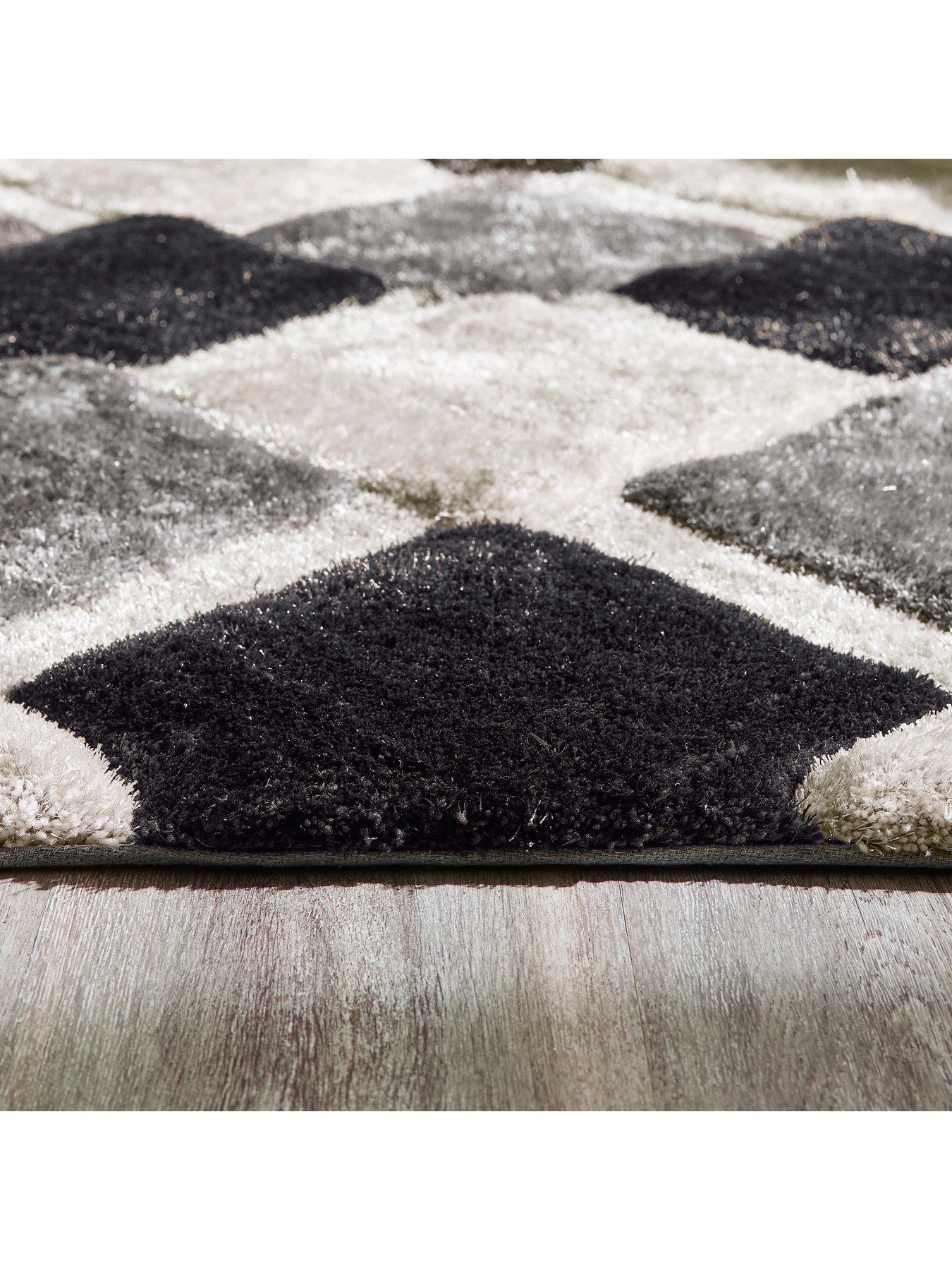 The Very Collection 3D Geo Shaggy Grey Rug | Very Ireland