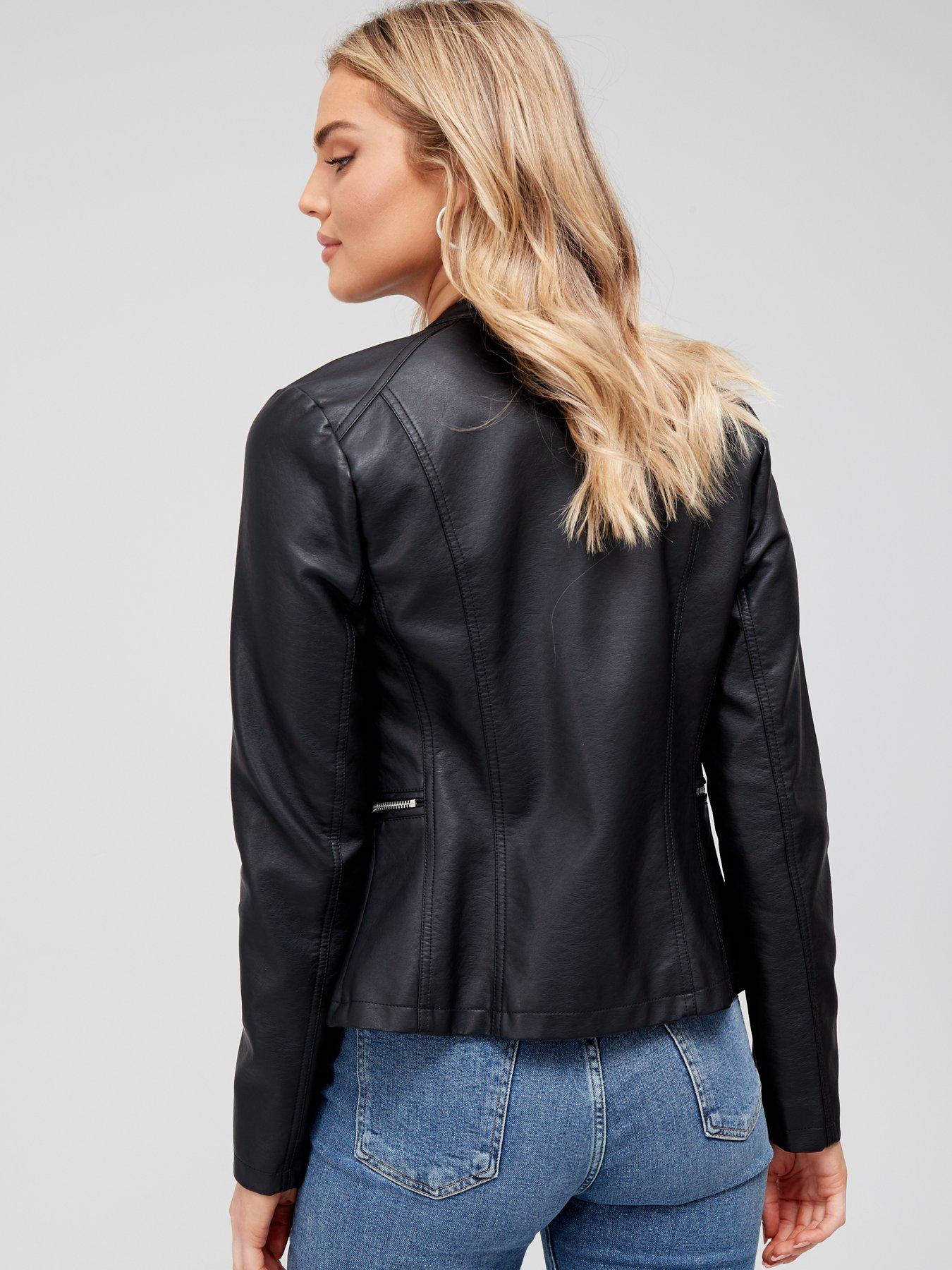 Ladies fake leather on sale jacket