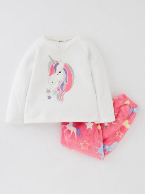 mini-v-by-very-girls-unicorn-fleece-twosie-set-pinkcream