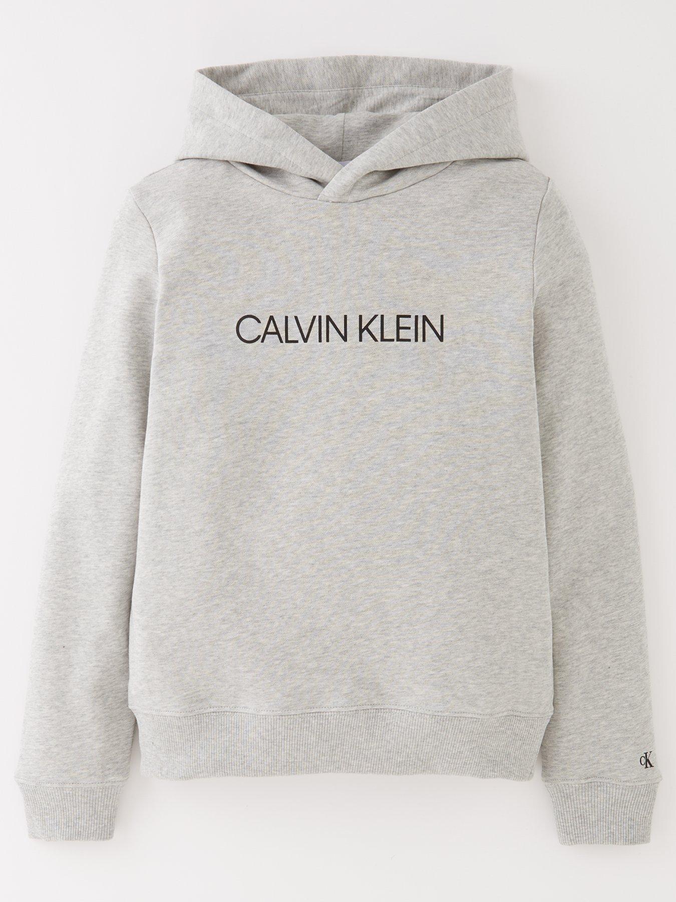 Calvin Klein Jeans SHINY INSTITUTIONAL HOODIE - Sweatshirt - bright  white/white 