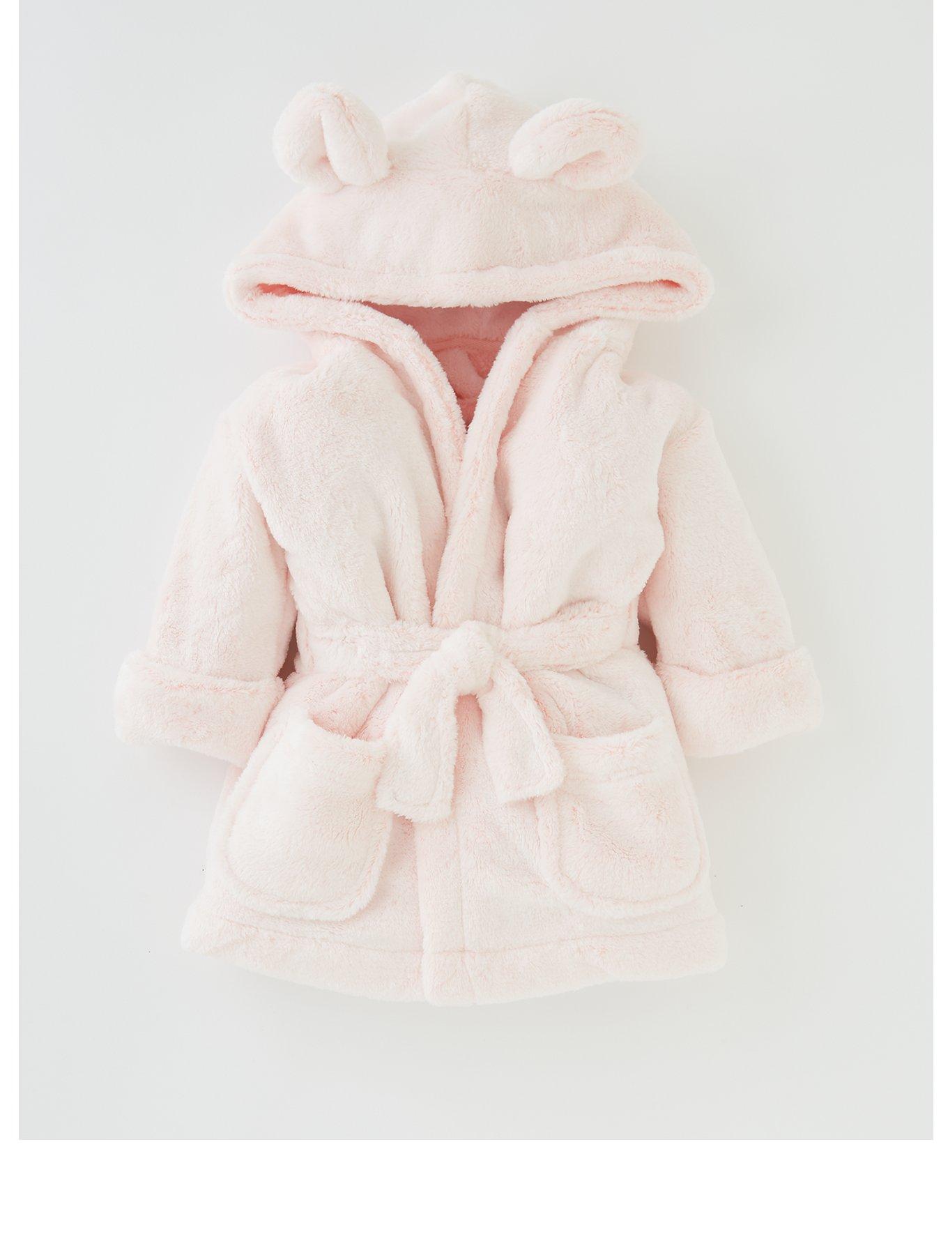 Image of Mini V by Very Baby Girls Lux Fleece Robe with Ears - Pink