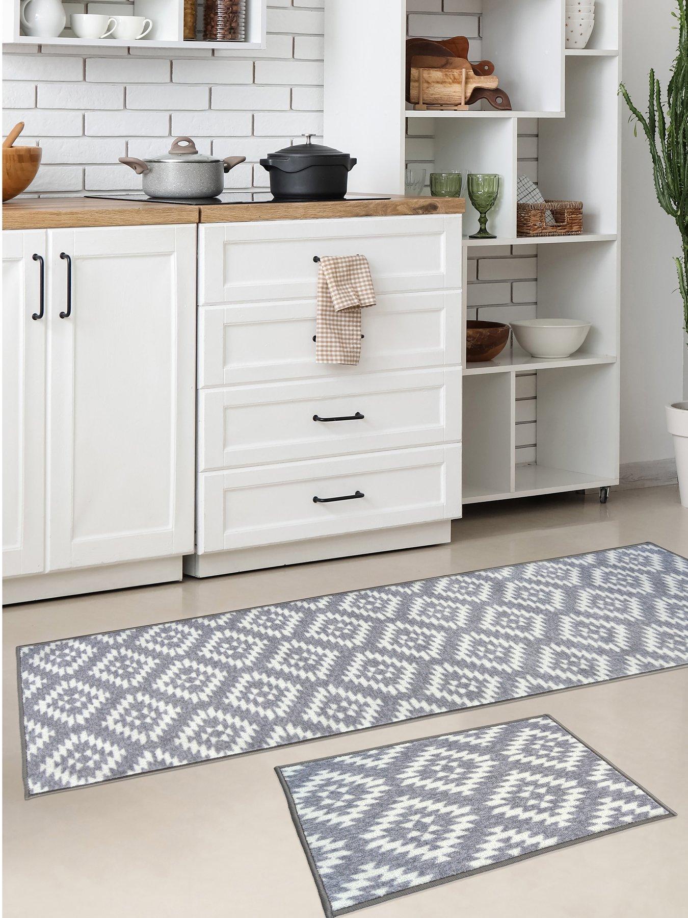 Image 2 of 6 of The Very Collection Aztec Grey Diamond Runner &amp; Doormat Set