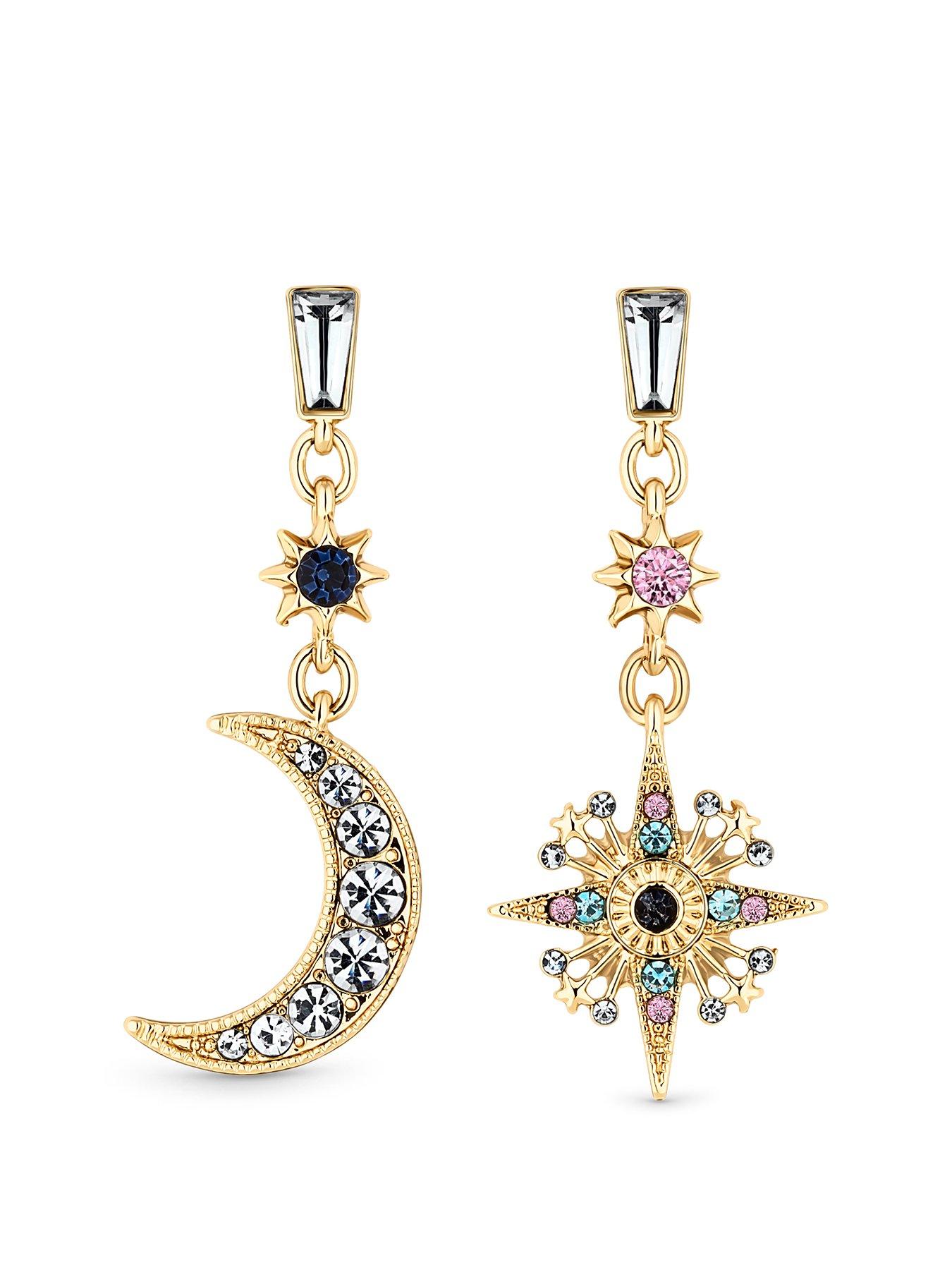 Image 1 of 1 of Mood Gold Multi Coloured Celestial Drop Earring