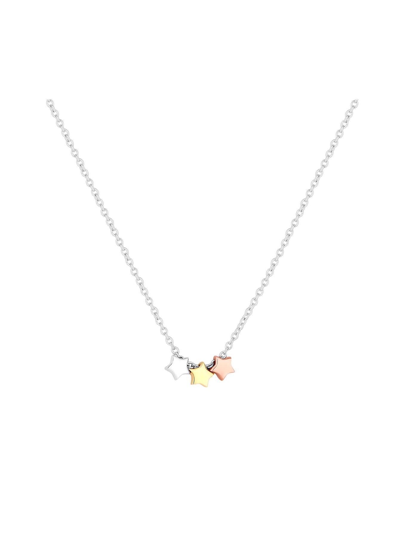 Image 3 of 3 of Simply Silver Gift Boxed Sterling Silver 925 Tri- Tone Star Necklace Jewellery Set