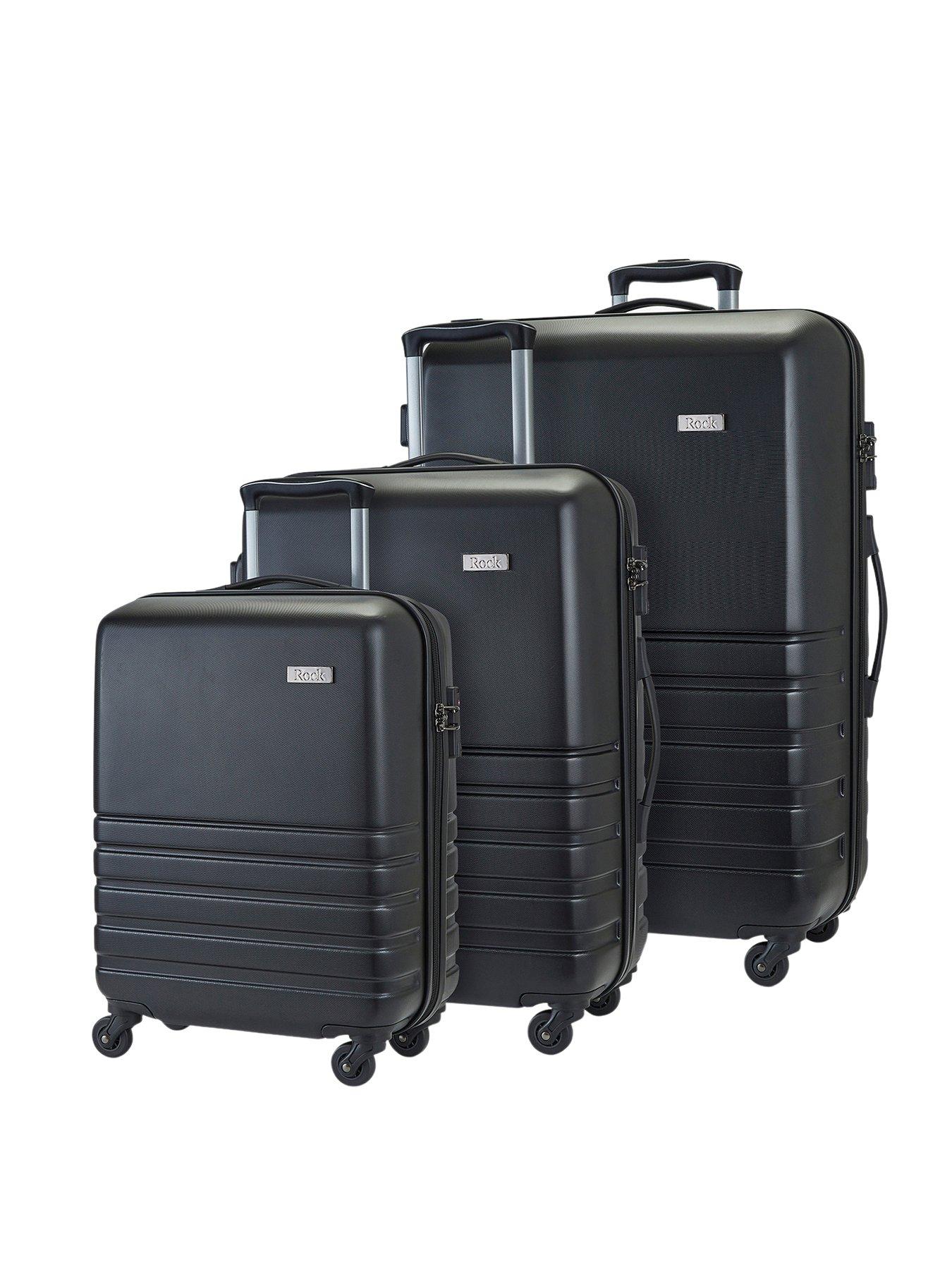 Rock Luggage Byron 3 Piece Set Hardshell 4 Wheel Spinner - Black