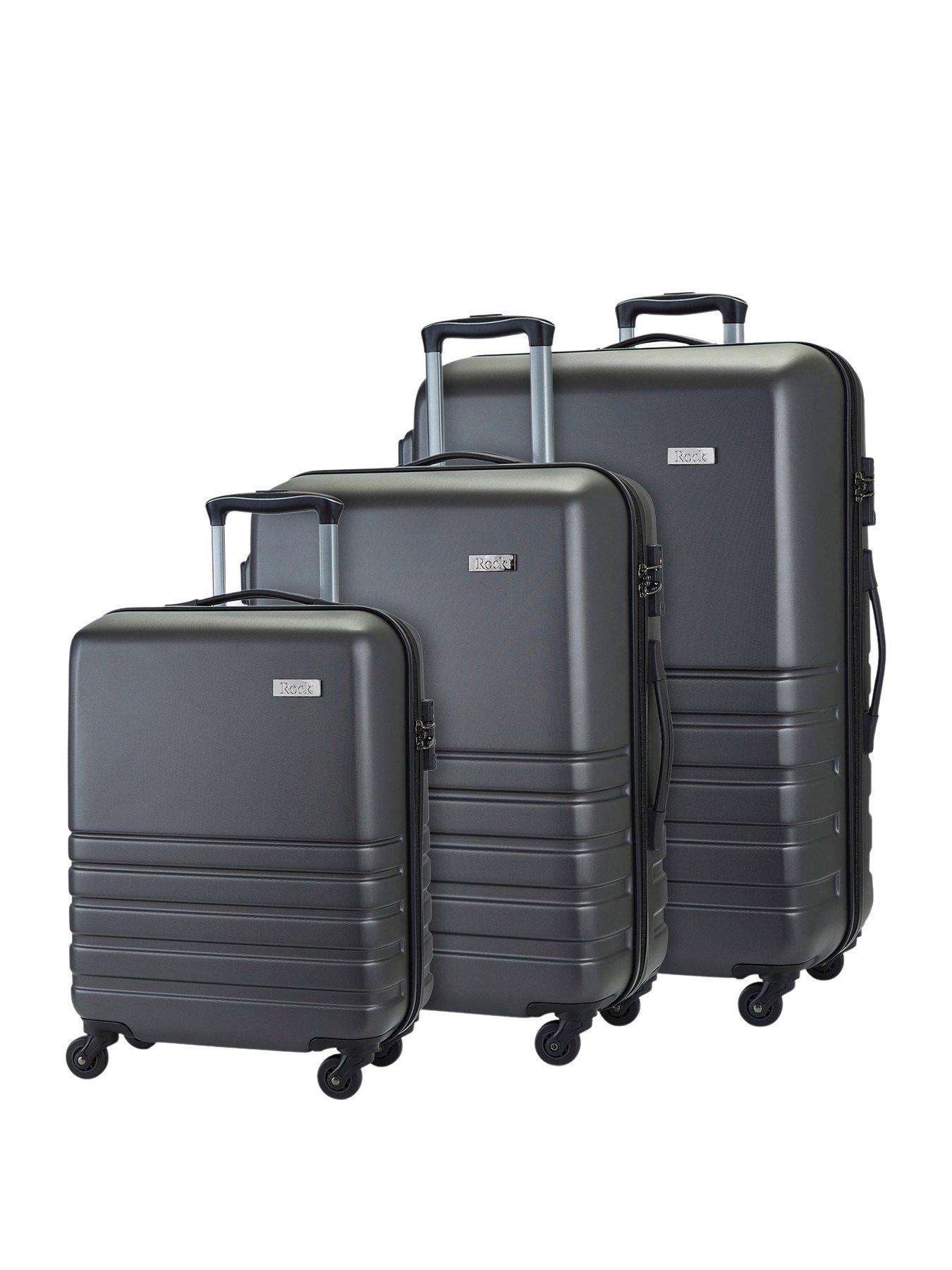 Rock Luggage Byron 3 Piece Set Hardshell 4 Wheel Spinner - Charcoal