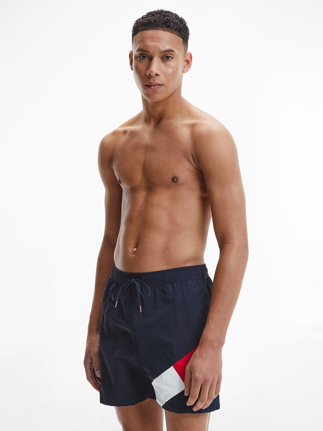 undefined Tommy Hilfiger Solid Flag Swim Shorts - Navy