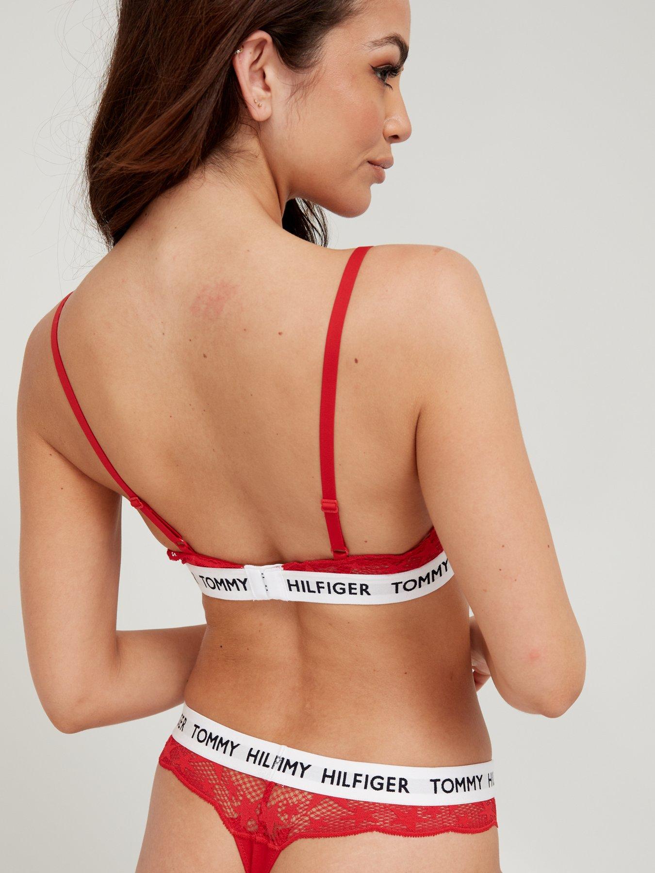 Tommy Hilfiger 85 Star Lace Triangle Bra - Red