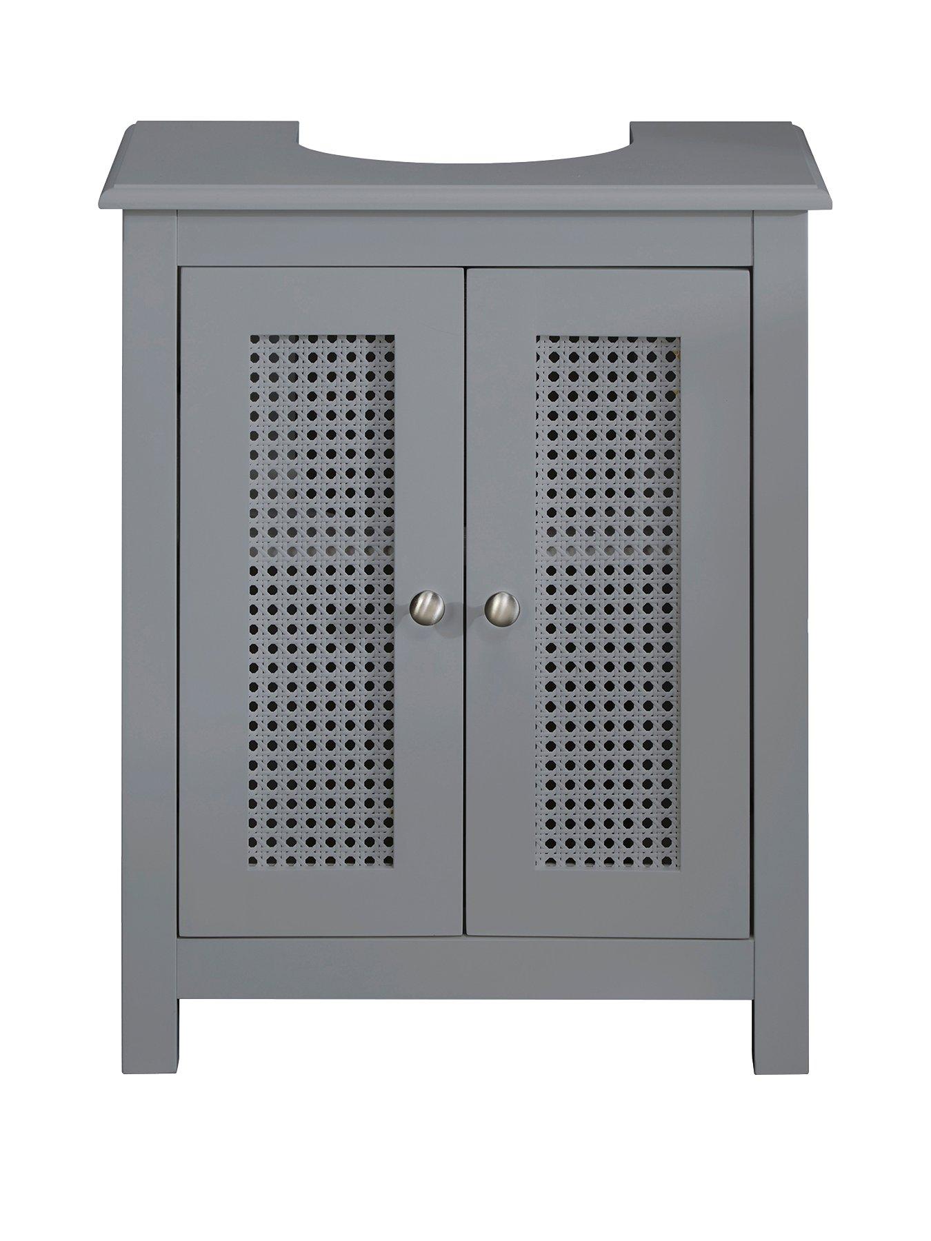 Premier Housewares Floorstanding Cabinet with Oak Effect/High Gloss White 78 x 30 x 30 cm 