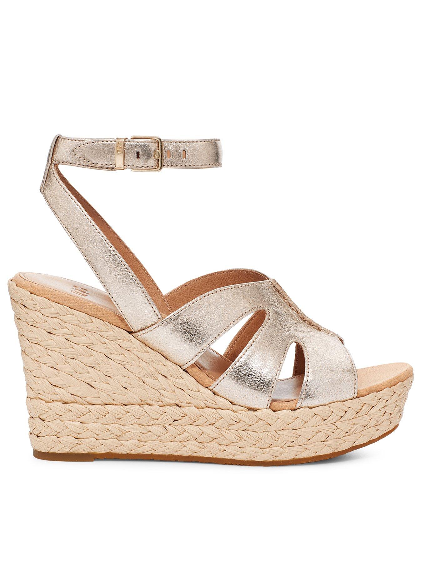 ugg-ladies-careena-wedge-sandals-gold