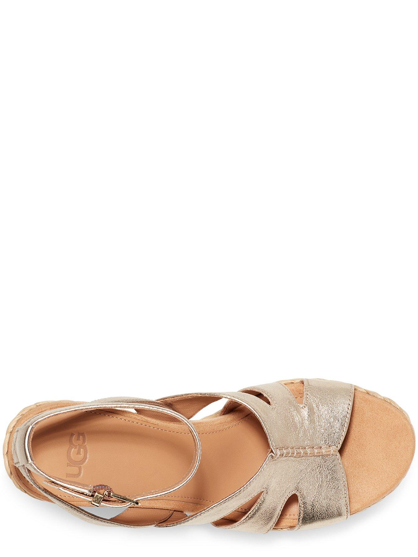 ugg-ladies-careena-wedge-sandals-goldoutfit