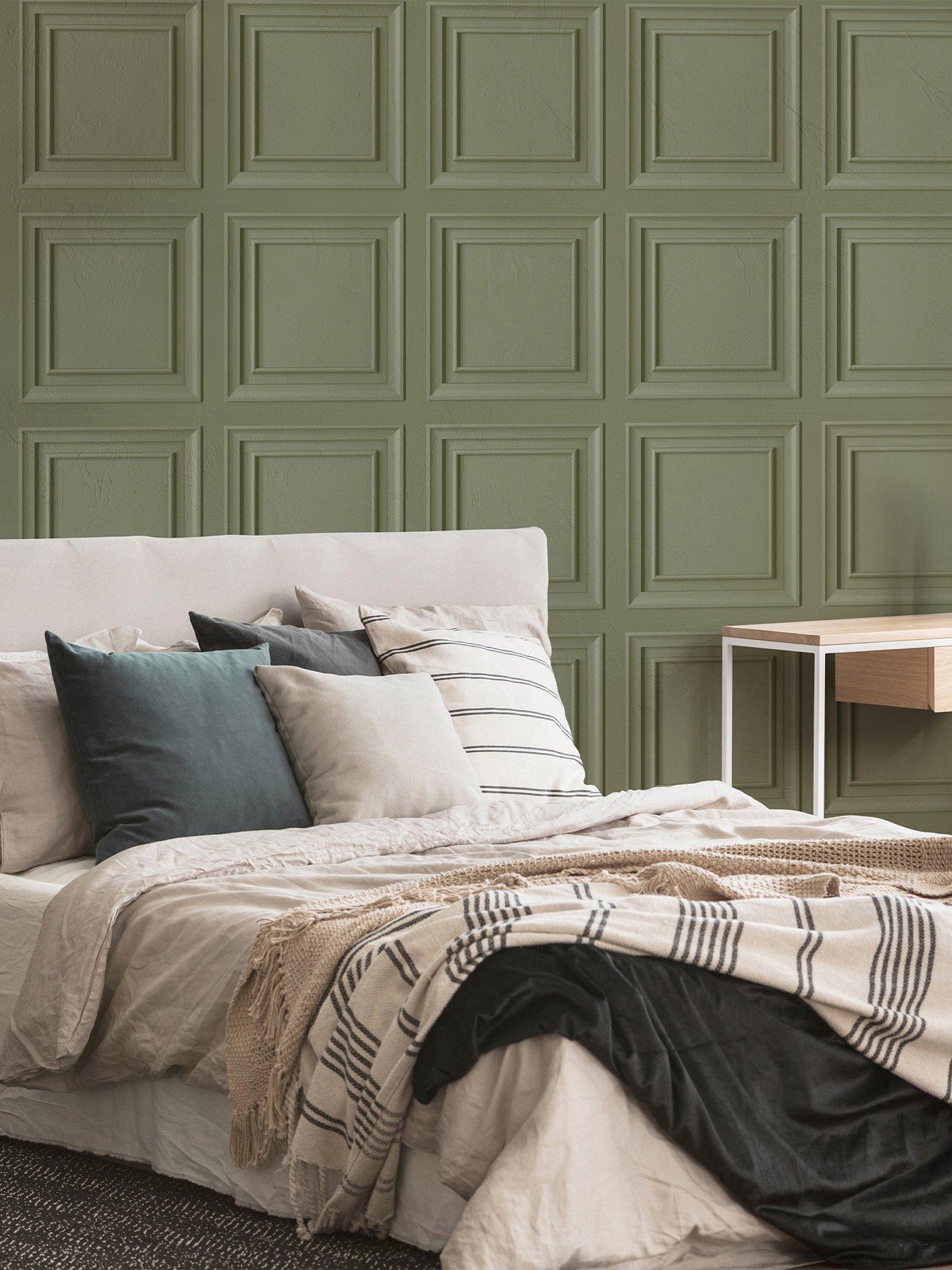 undefined Wood Panel Sage Green Wallpaper