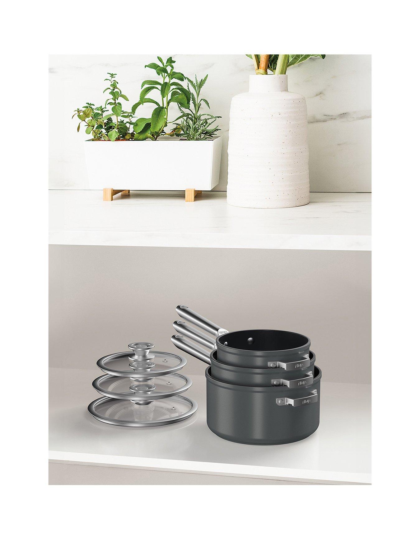 undefined Foodi ZEROSTICK Stackable 3 Piece set - 16/18/20cm Saucepans, non stick - C53000UK