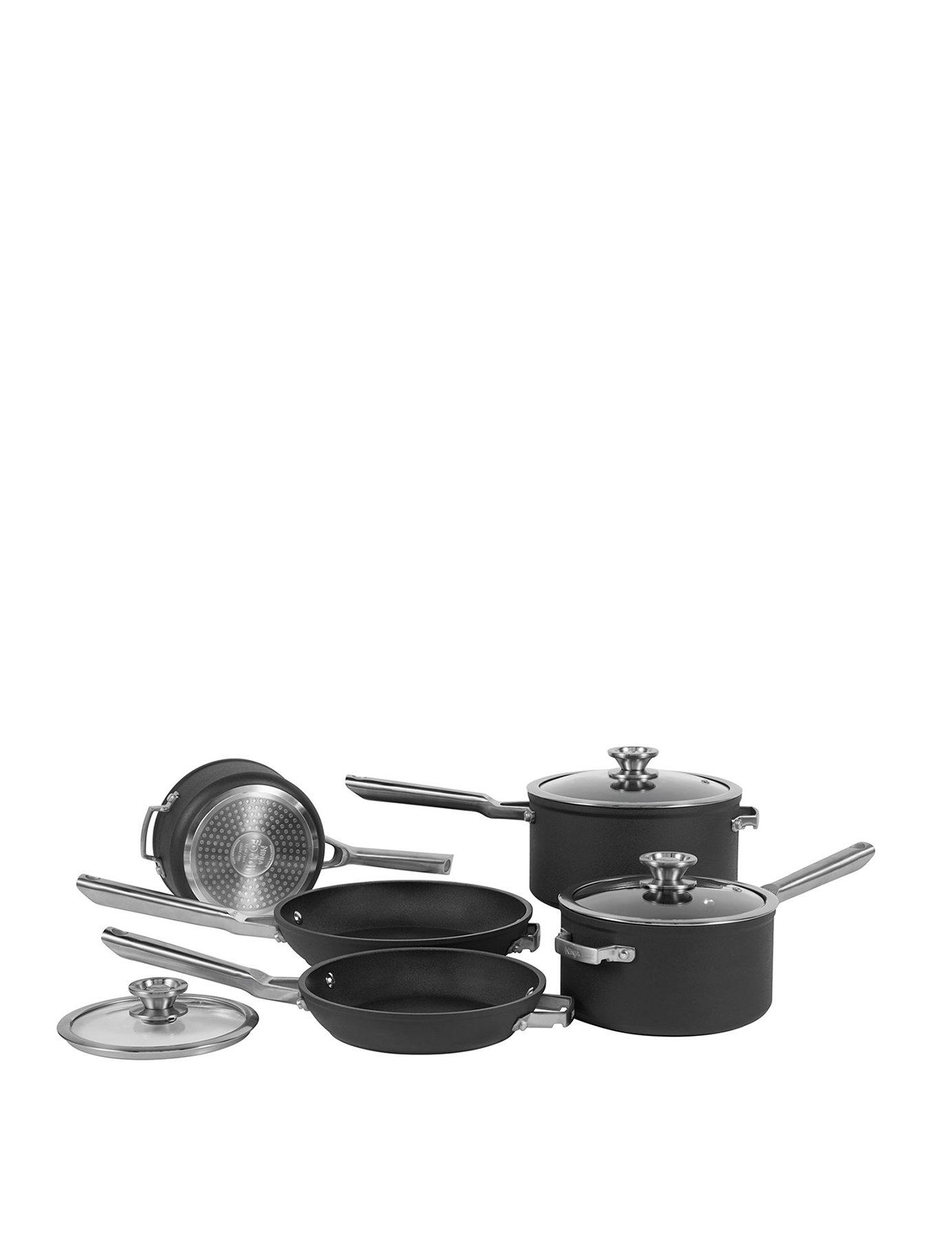 undefined Foodi ZEROSTICK Stackable 5 Piece set - 16cm Milk, 16/18/20cm Saucepans  &  24cm Frying Pan, non stick - C55000UK