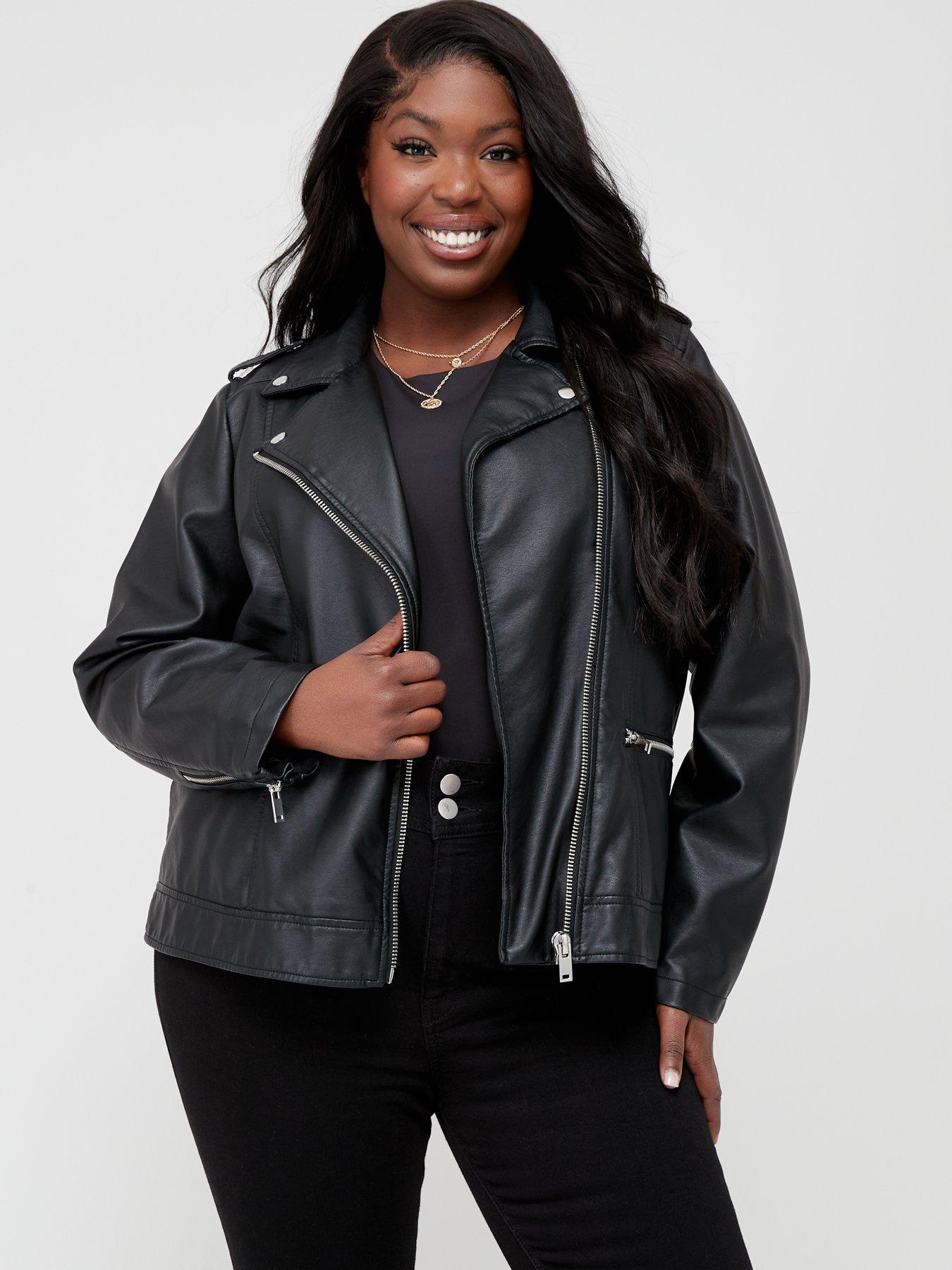 Calvin Klein Women Leather Jacket Convertible Collar New! Size M