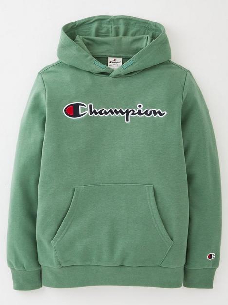 champion-junior-boys-large-logo-overhead-hoodie-green