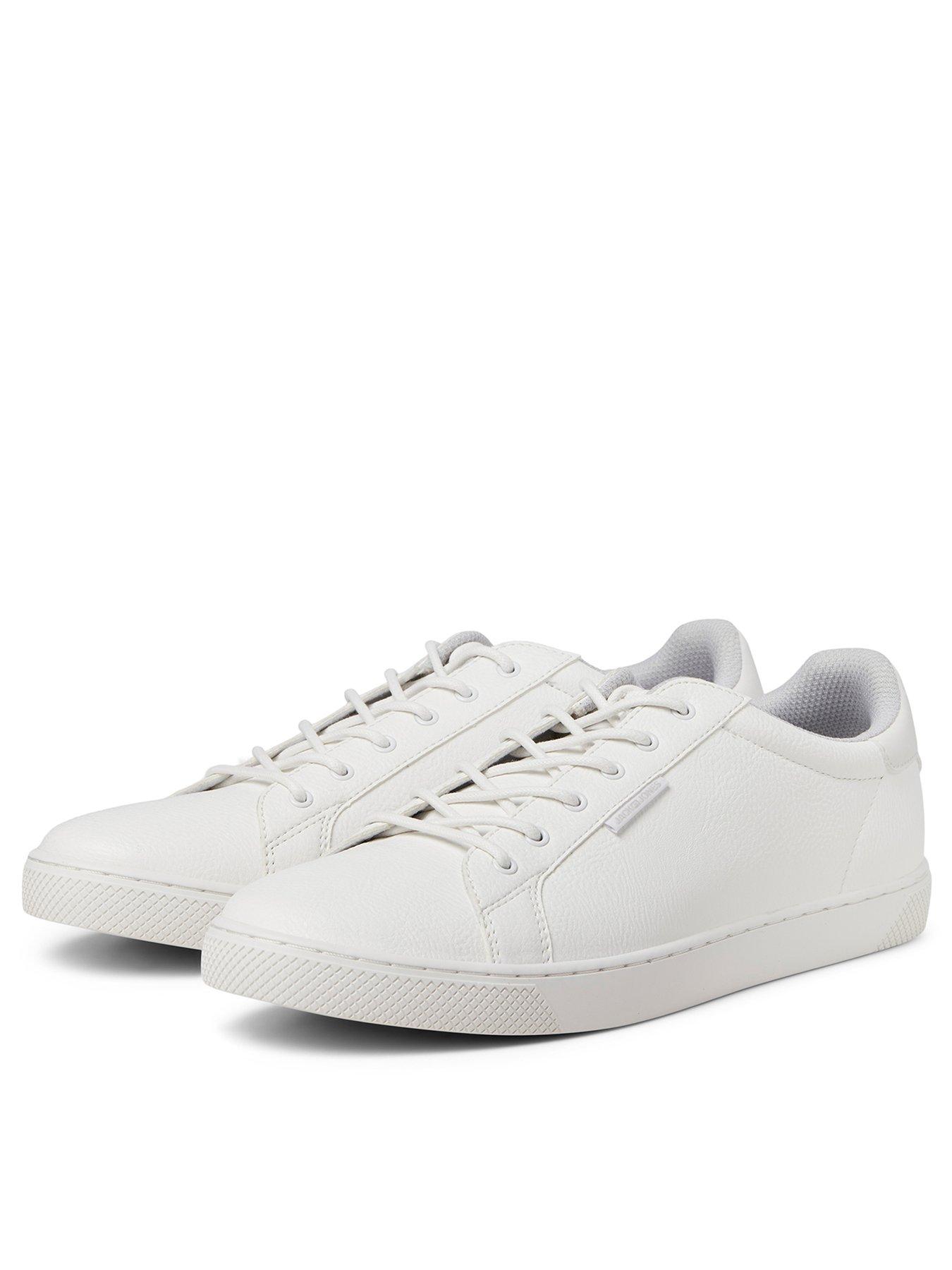 Faux Leather Lace Up Trainers White