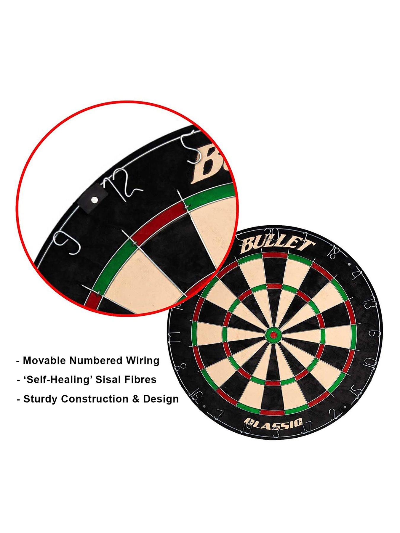 bullet-large-darts-tournament-set-includes-dartboard-6-steel-darts-eva-surround-ring-throwing-line-sticker-redback