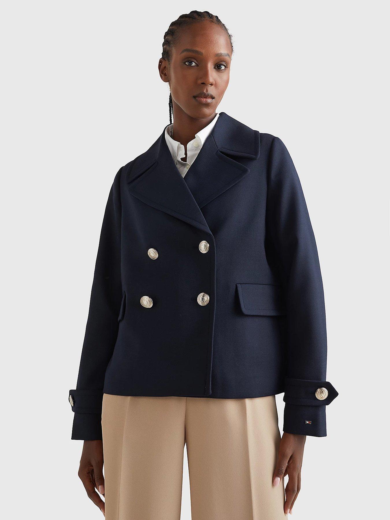 Tommy Wool Blend Double Peacoat - Navy | Very Ireland