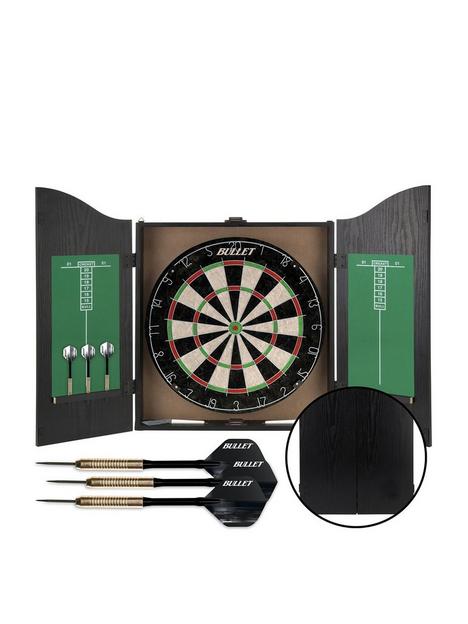 bullet-professional-tournament-home-darts-centre-set-includes-dartboard-cabinet-6-steel-darts-flights-chalk-and-wiper-built-in-check-out-chart-core