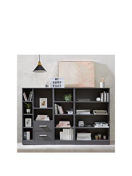 everyday-newnbspmetro-3-piece-storage-bookcase-package-grey