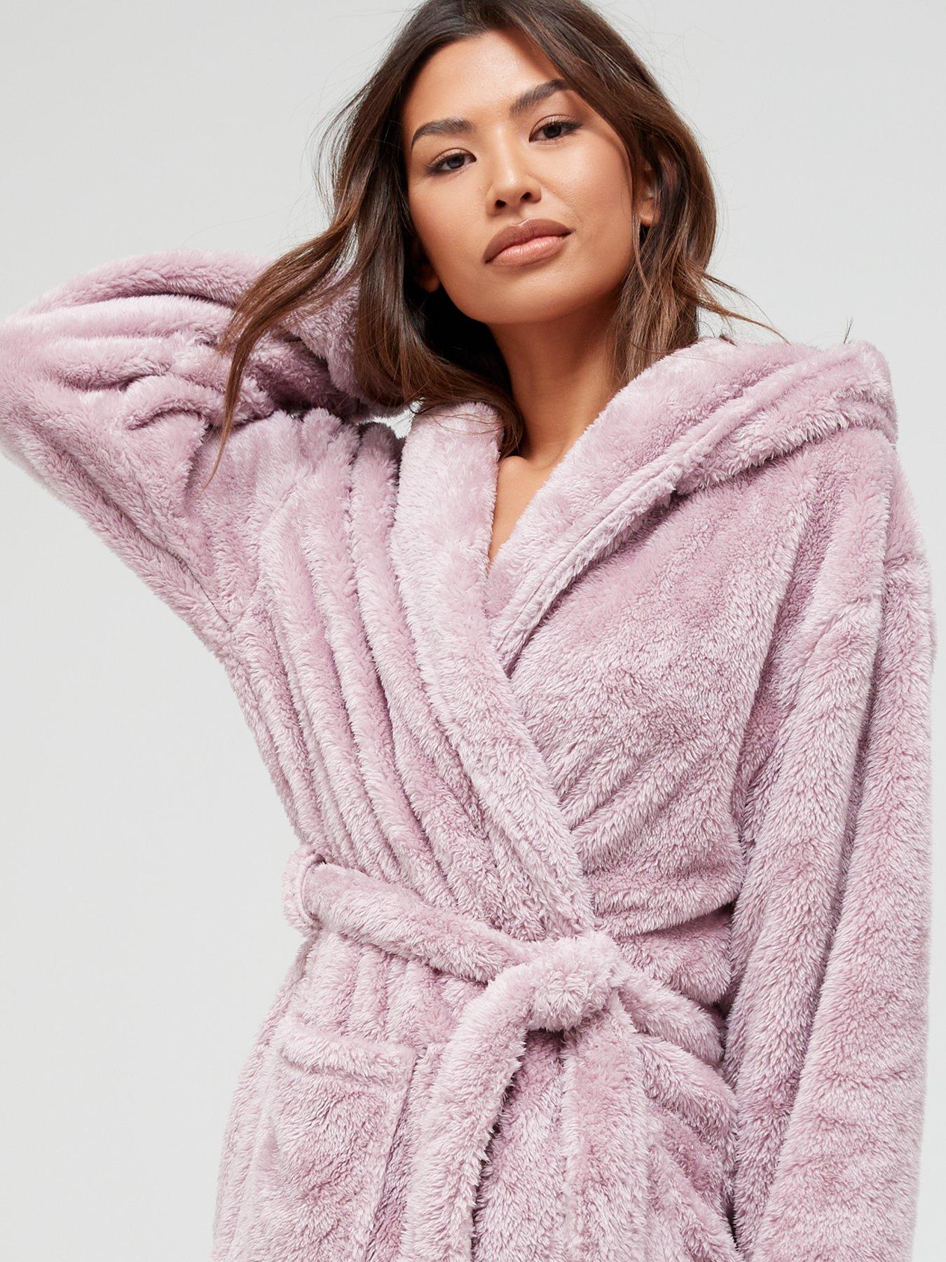 V by Very Longline Hooded Dressing Gown Heather Very Ireland