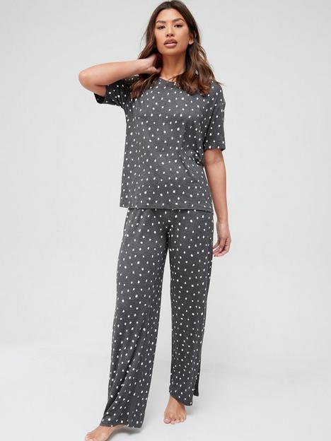 v-by-very-spot-print-wide-leg-pyjamas-charcoal