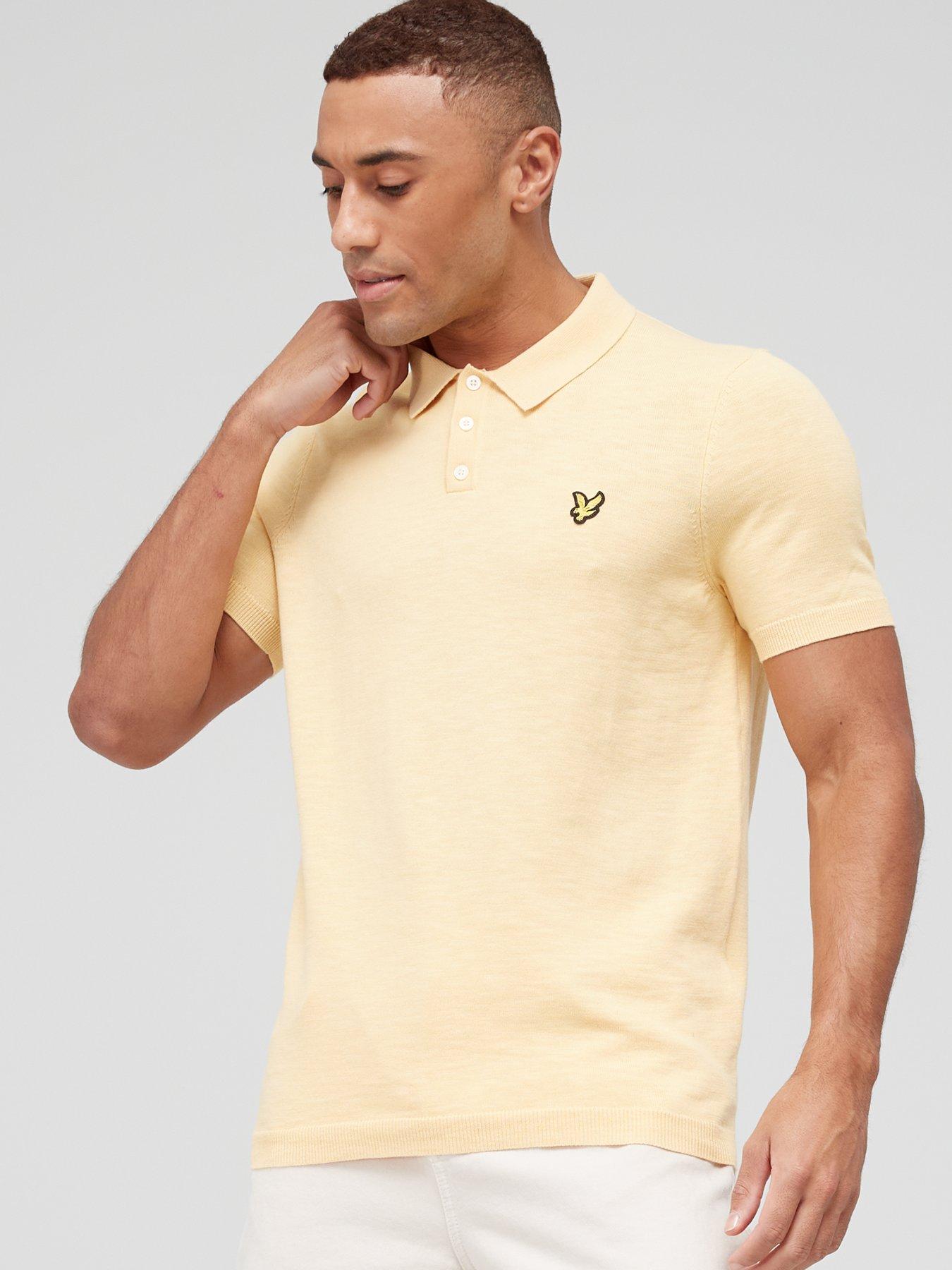 lyle-scott-slub-cotton-knitted-polo-shirt-yellowfront