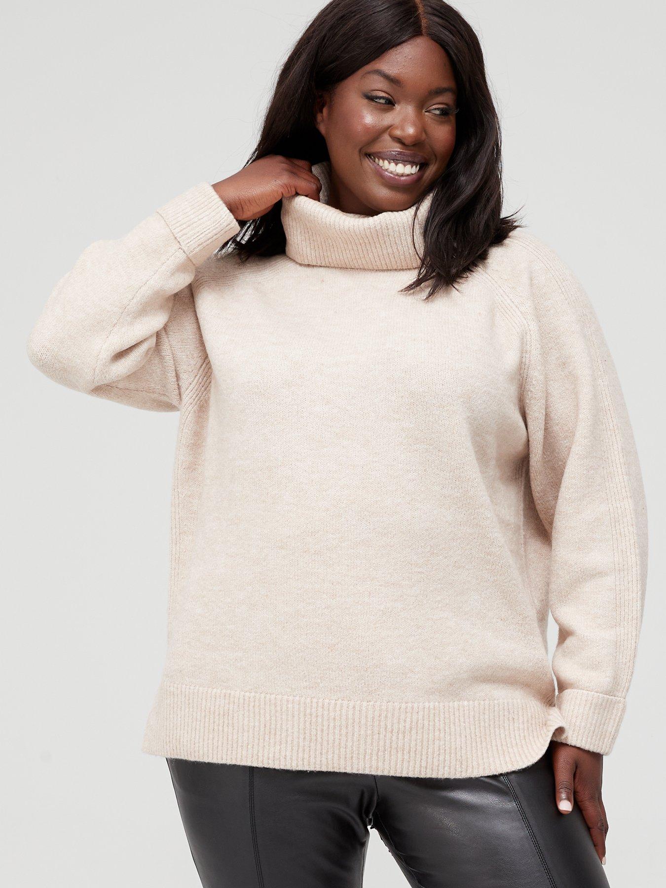 Oatmeal roll neck outlet jumper