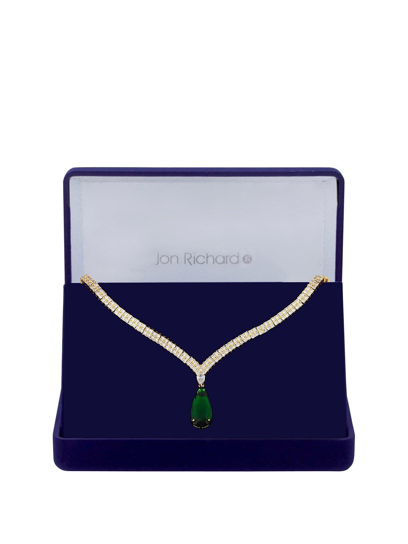 undefined Cubic Zirconia Emerald Green Pear Drop Collar Necklace
