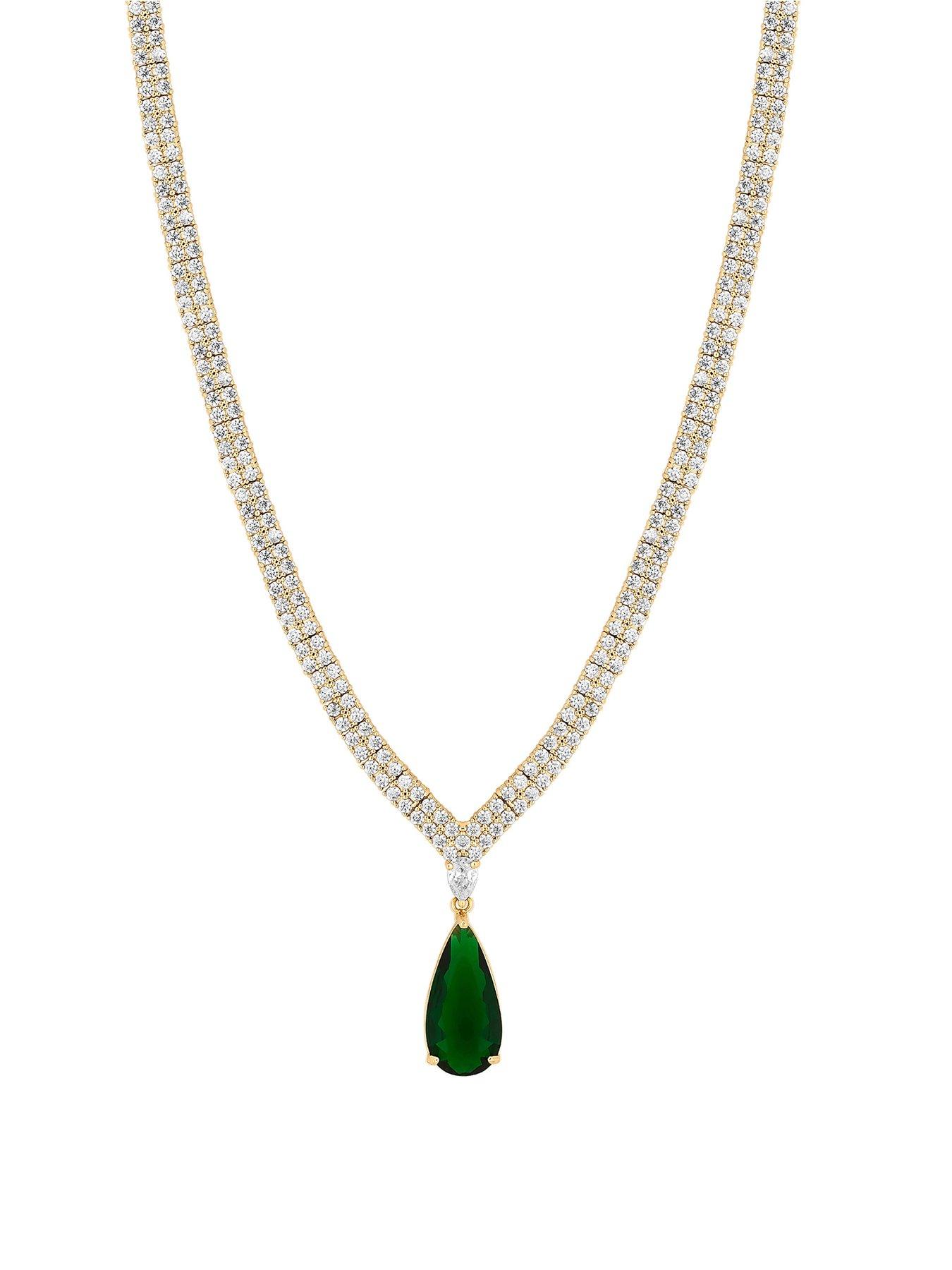 jon-richard-cubic-zirconia-emerald-green-pear-drop-collar-necklaceback