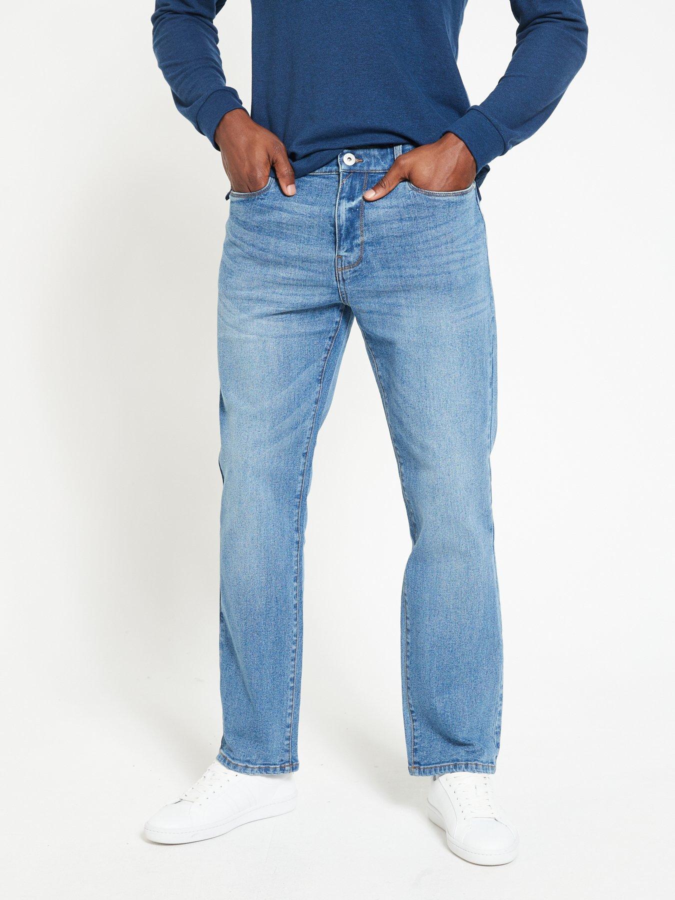 NEVER CHANGE RUCHED RELAXED FIT JEANS IN LIGHT BLUE DENIM